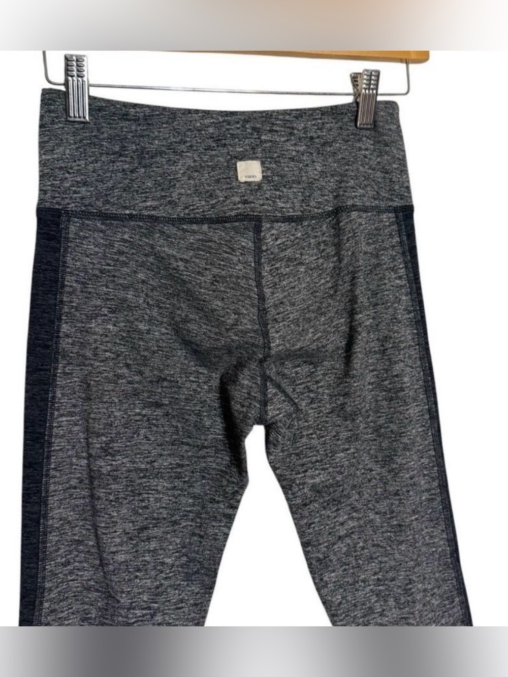 Vuori Asymmetric Block High Rise Leggings XS Heather Gray Black Yoga - Picture 5 of 10